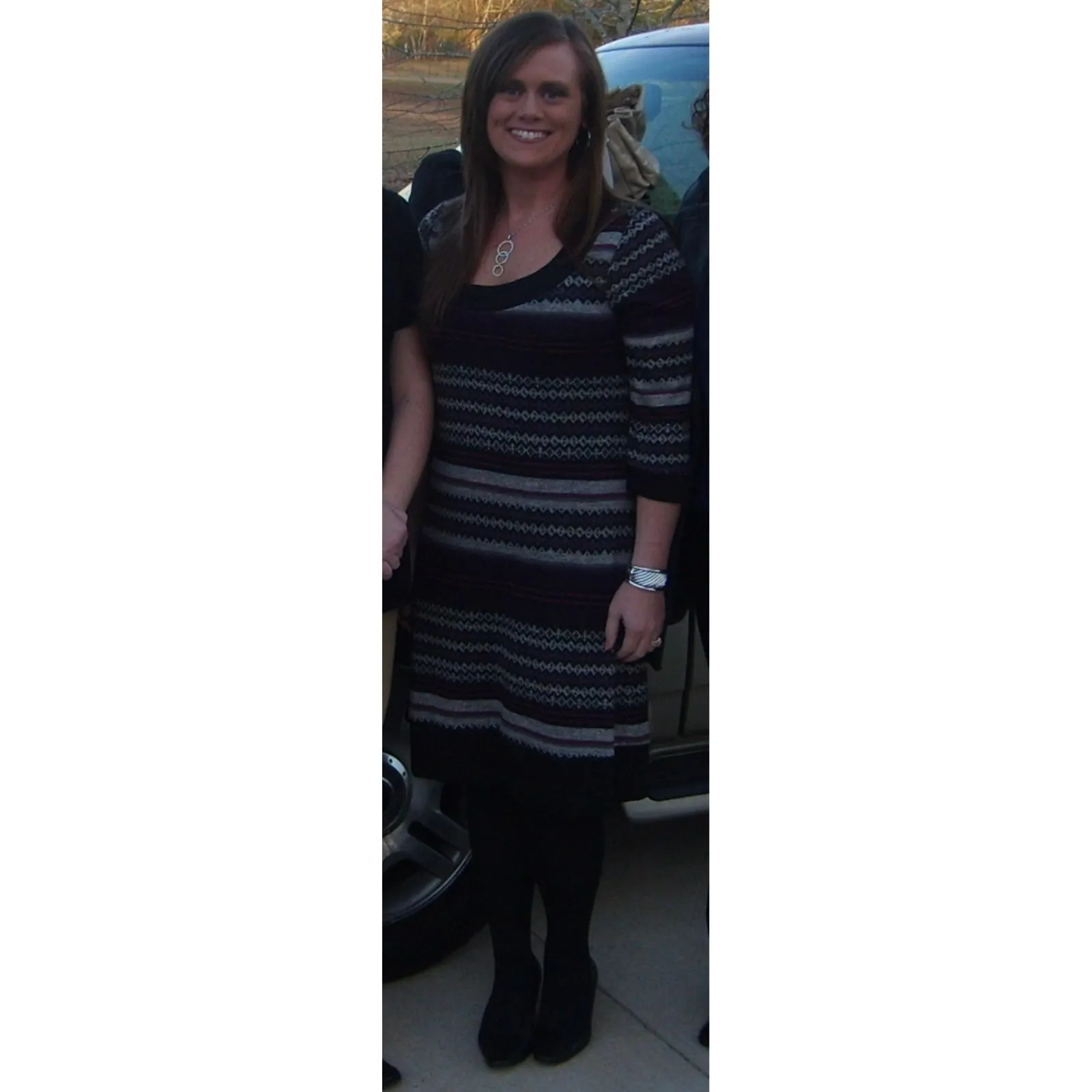 CATO‎ Womens Size Large Sweater Dress Grey Gray Stripe Scoopneck - Image 7