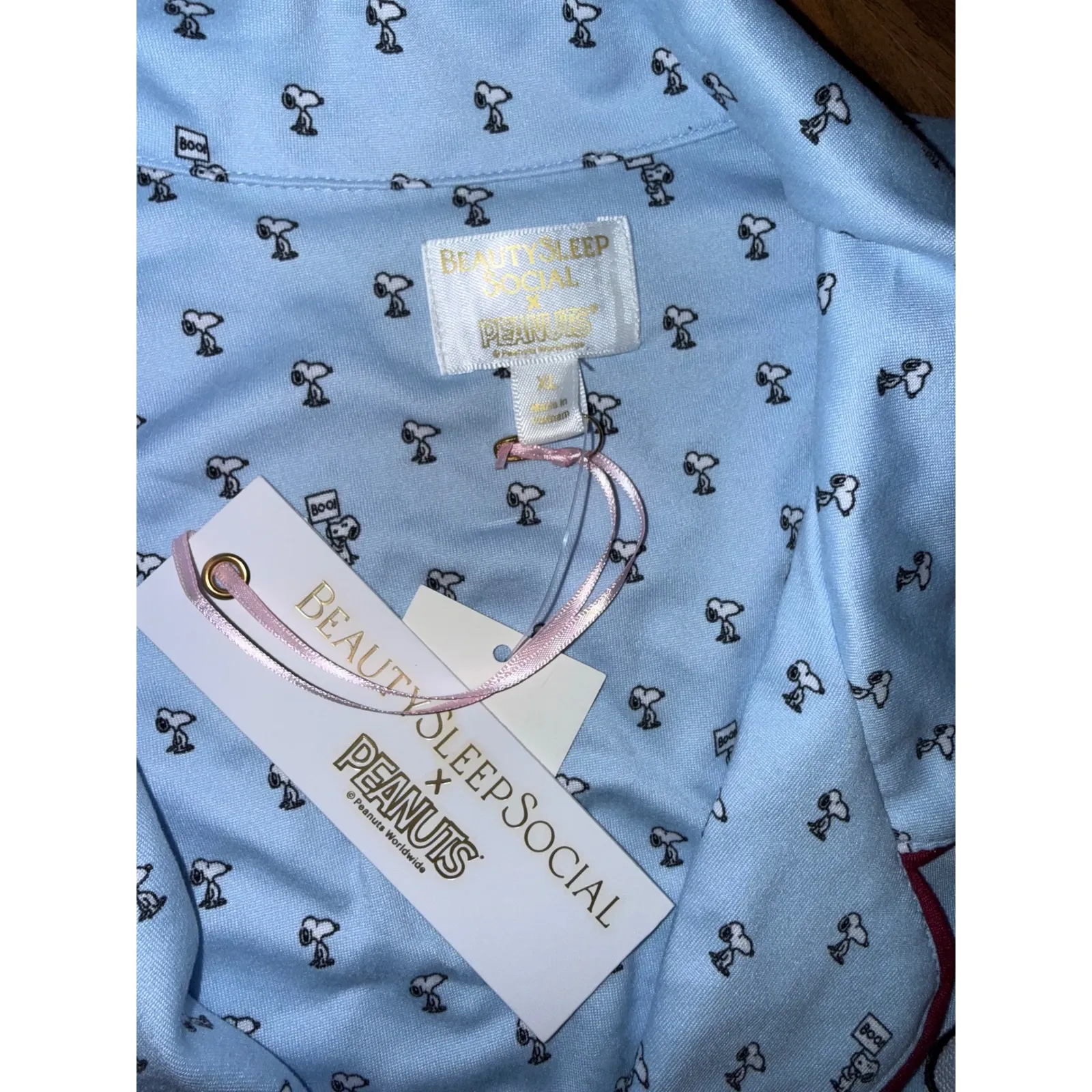 Beauty Sleep Social Peanuts Snoopy Pumpkin Jack Skellington Pajama Set Women XL Blue - Image 4