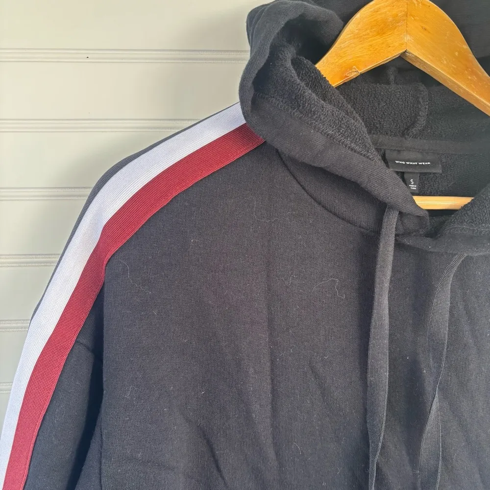 Black Hoodie with Red and White Stripes - Image 5