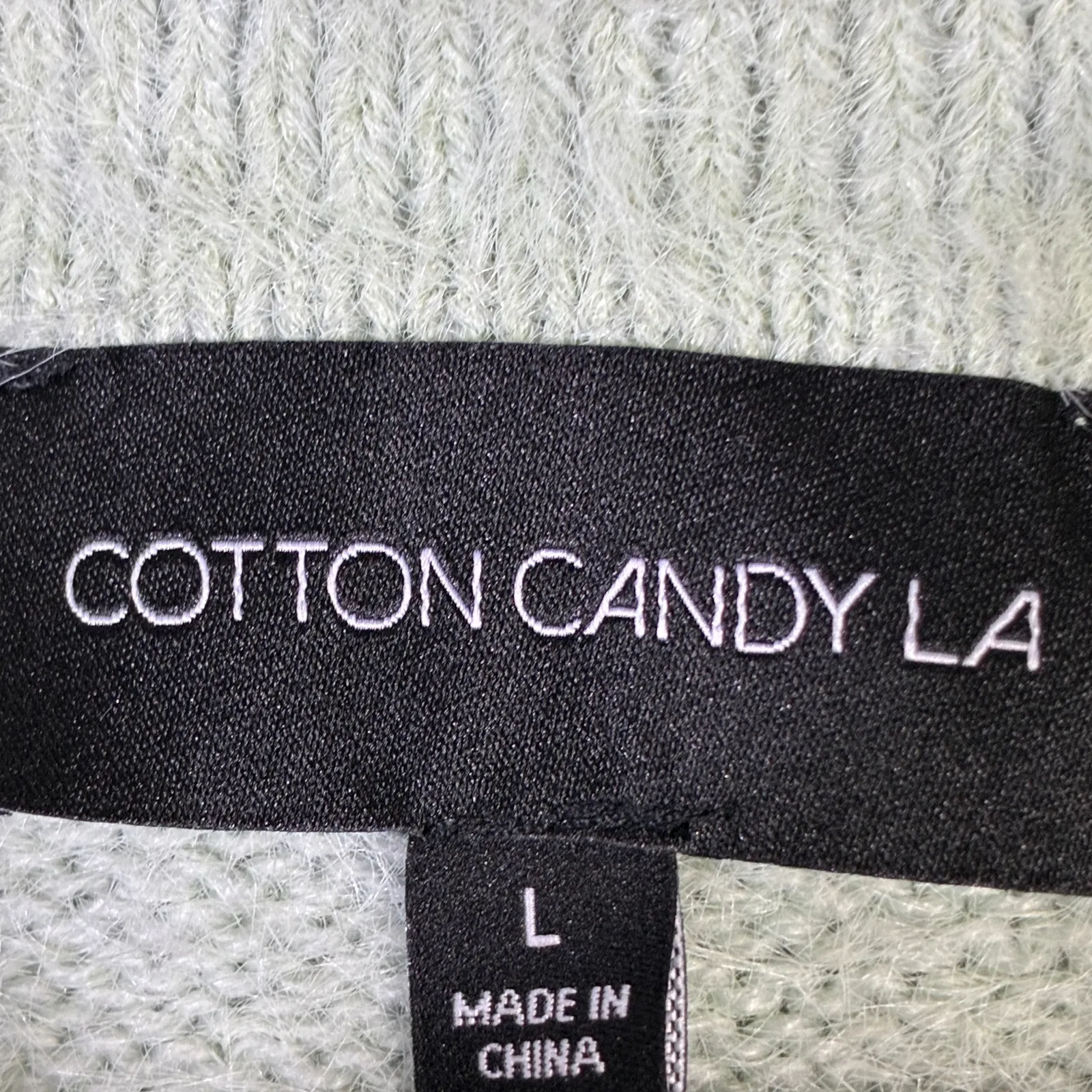 NWT Cotton Candy LA Fuzzy Crop Polo Sweater Womens L Pastel Green Soft Cozy Y2K - Image 6