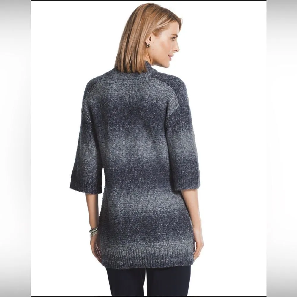 Space-Dyed Blue Zip-Up Sweater size 3 (L)‎ - Image 2