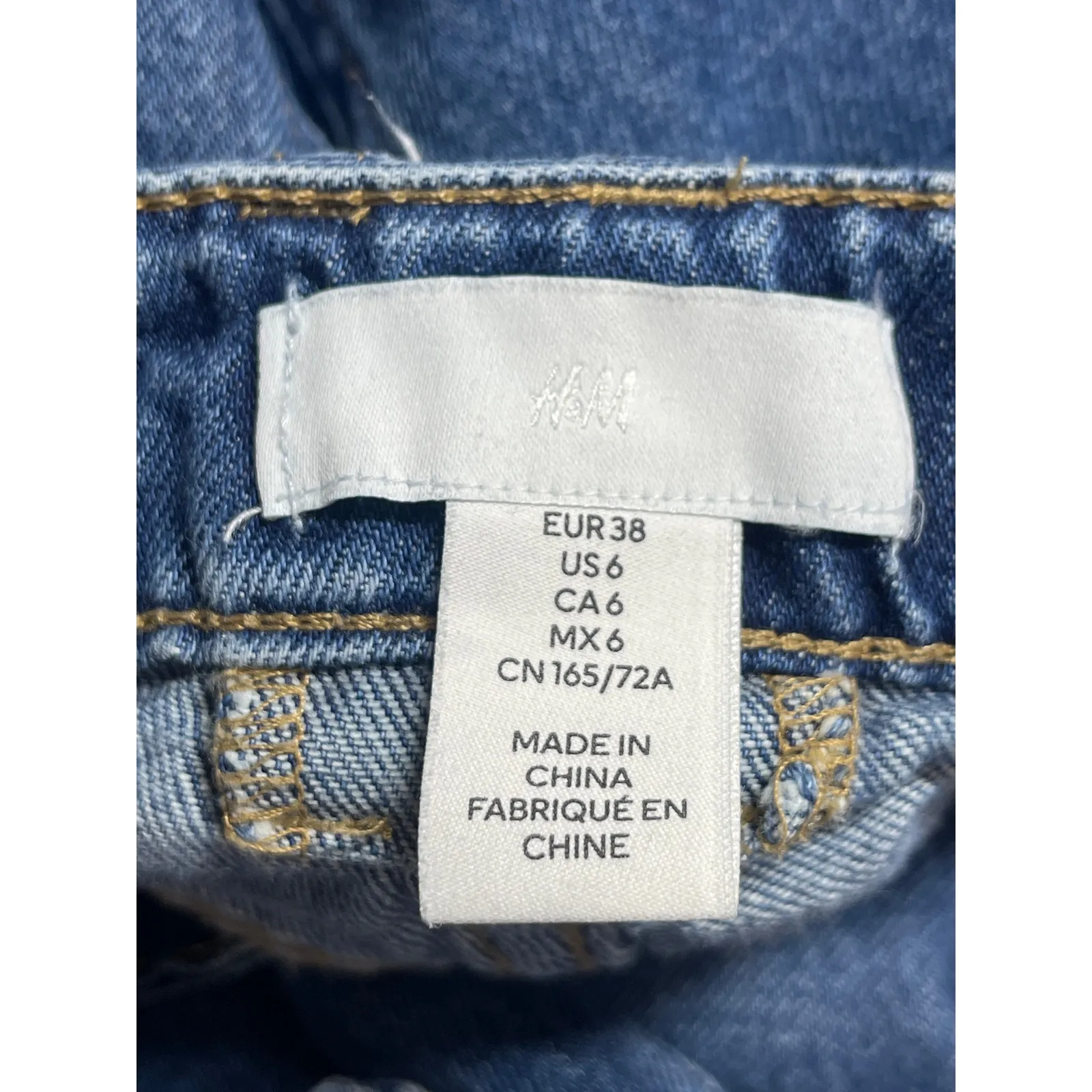 H&M Women's Blue High Rise Baggy Trouser Barrel Wide Leg Denim Jeans Pants Sz 6 - Image 3