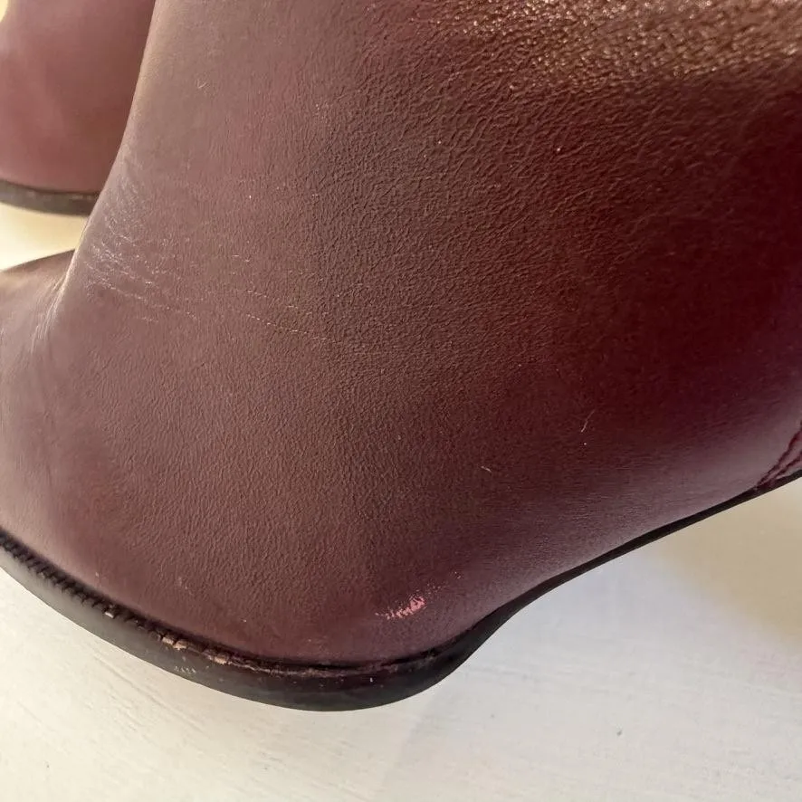 Etienne Aigner Leather Oxblood Boots Womens Size 7 Heeled Feminine Work Office - Image 10