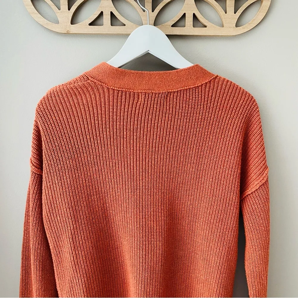 Pullover Knit Sweater Orange Sz Small - Image 7