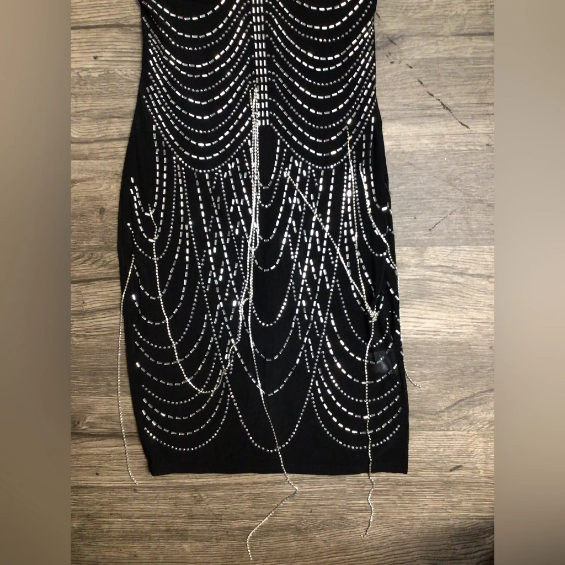 Black Dress with Silver Embellishments - Image 4