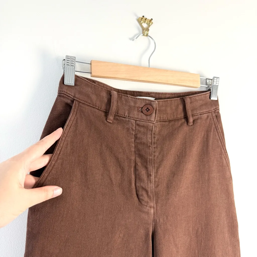 Wilfred Free Aritzia Modern Cargo Pants High Waist Twill Brown Sz 2 - Image 4