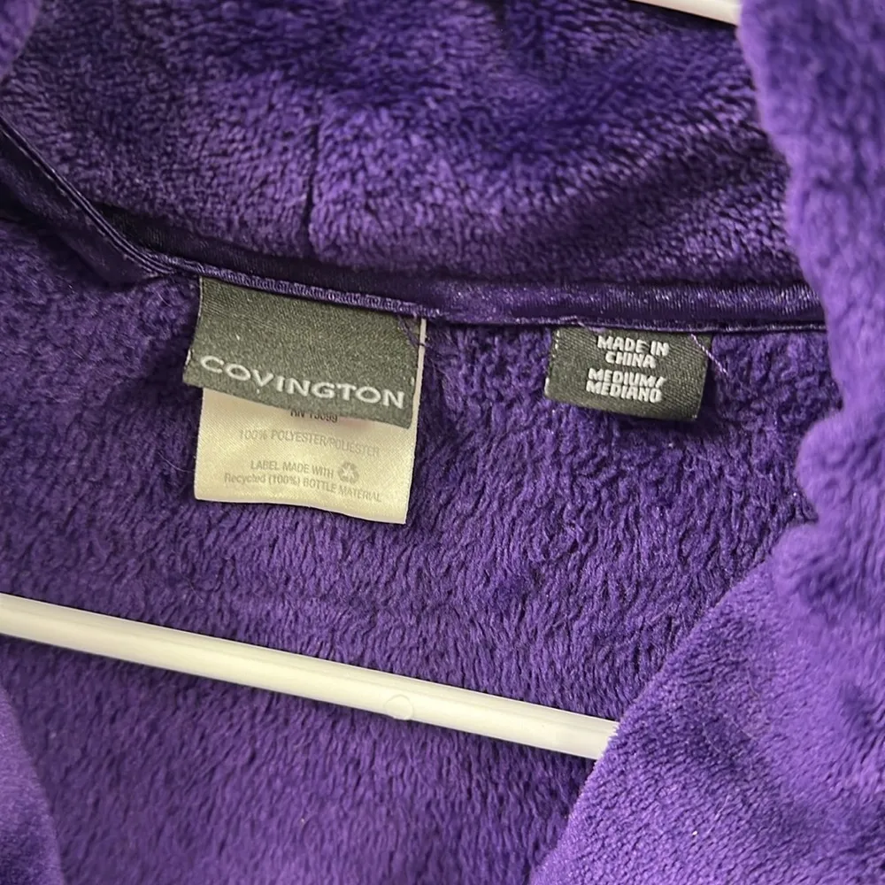 Covington Plush Purple Belted Robe with Pockets Cozy Loungewear Womens Medium - Image 10