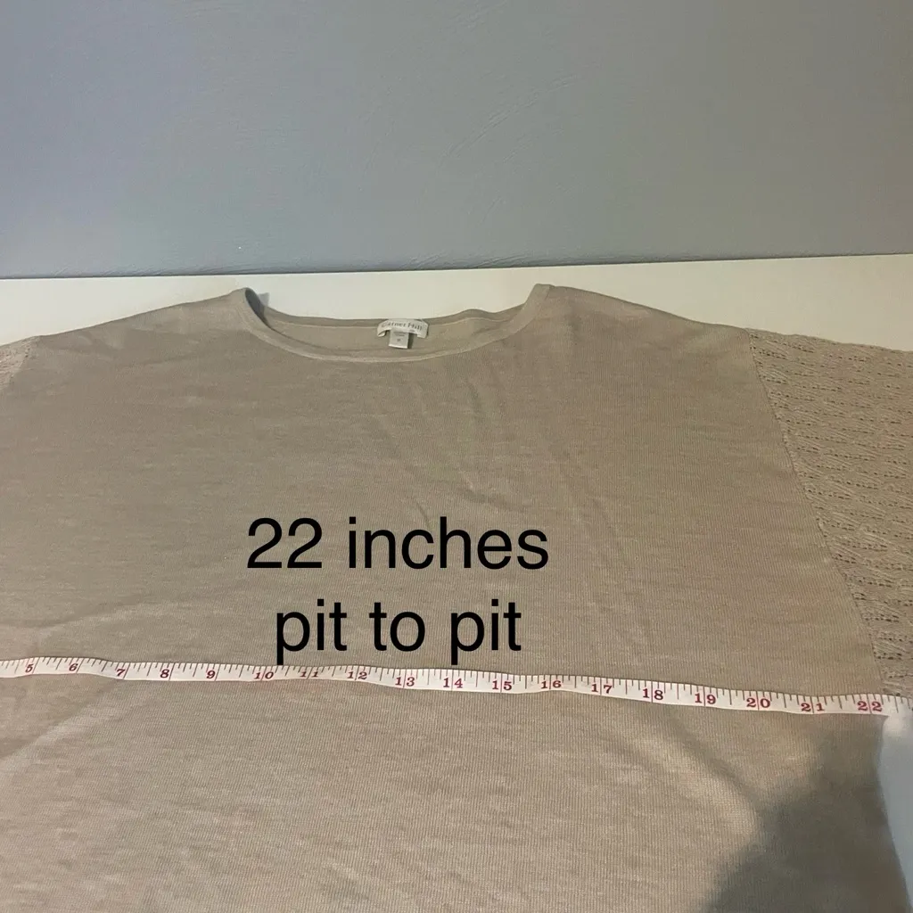 Garnet Hill 100% Merino Wool Pointelle Blouson-Sleeve Sweater neutral beige - Image 7