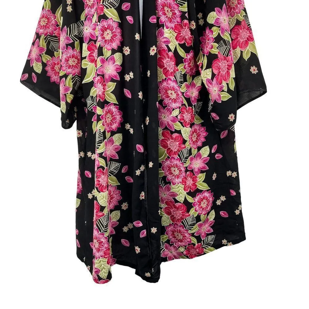 Vintage Oscar De La Renta Floral Kimono Satin Robe - Image 5