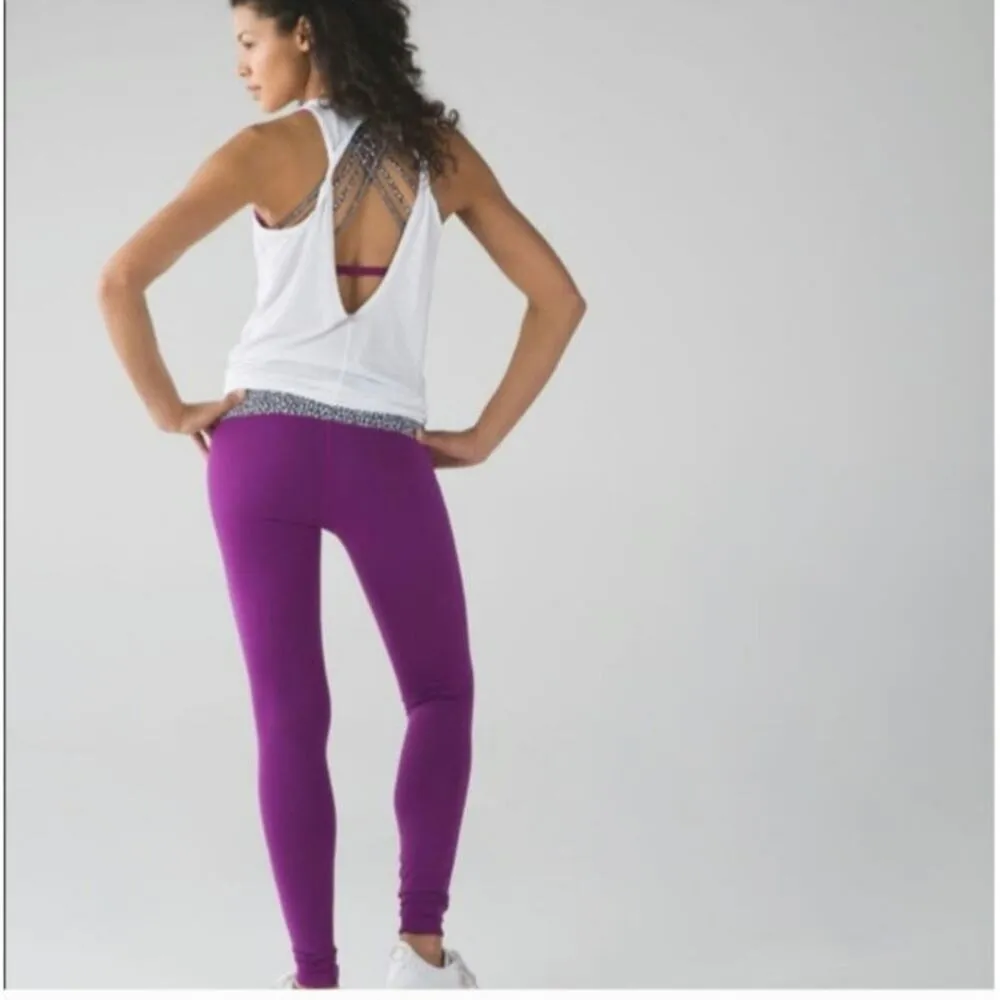 LULULEMON Wunder Reversible Leggings Regal Plum Miss Mosaic Black Size 6 - Image 4