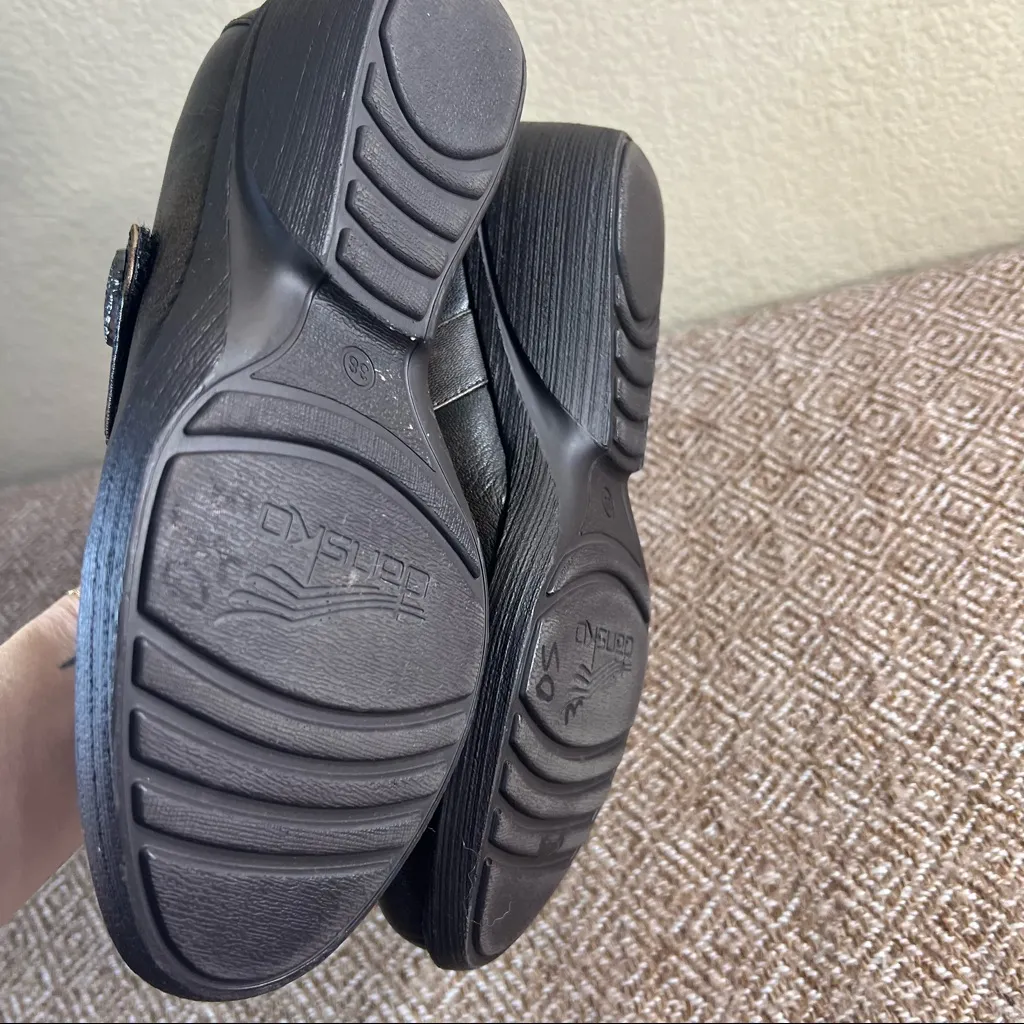 Dansko Adelle Mary Jane Wedge Black Leather Comfortable Dark Academia Sz 38-7.5 - Image 6