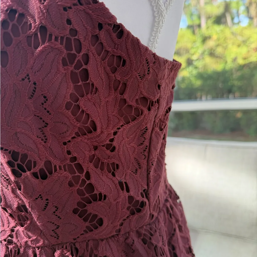 Charlotte Russe Burgundy Lace Mini Dress- Size M - Image 3