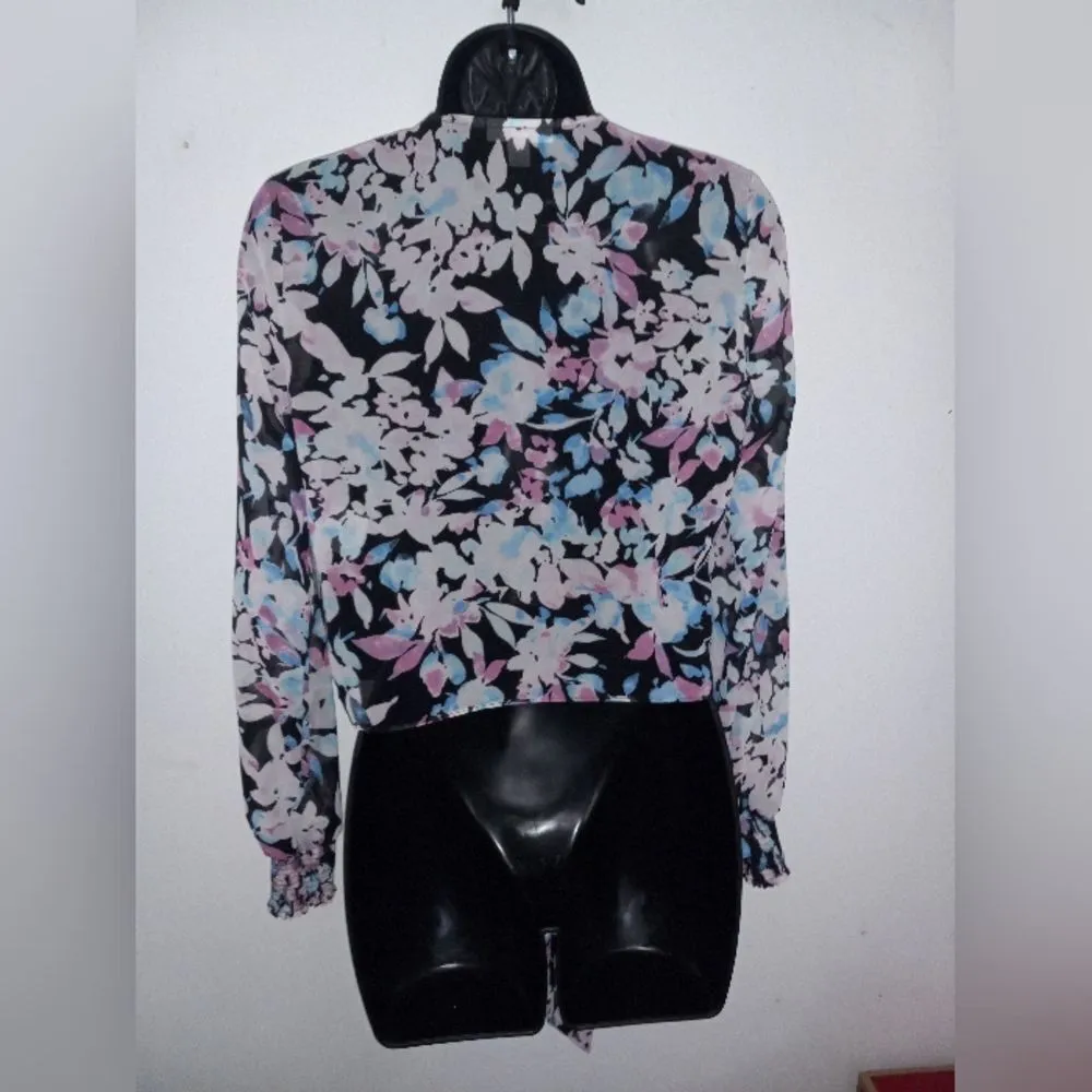 Barlll sheer black floral tie blouse - Image 2