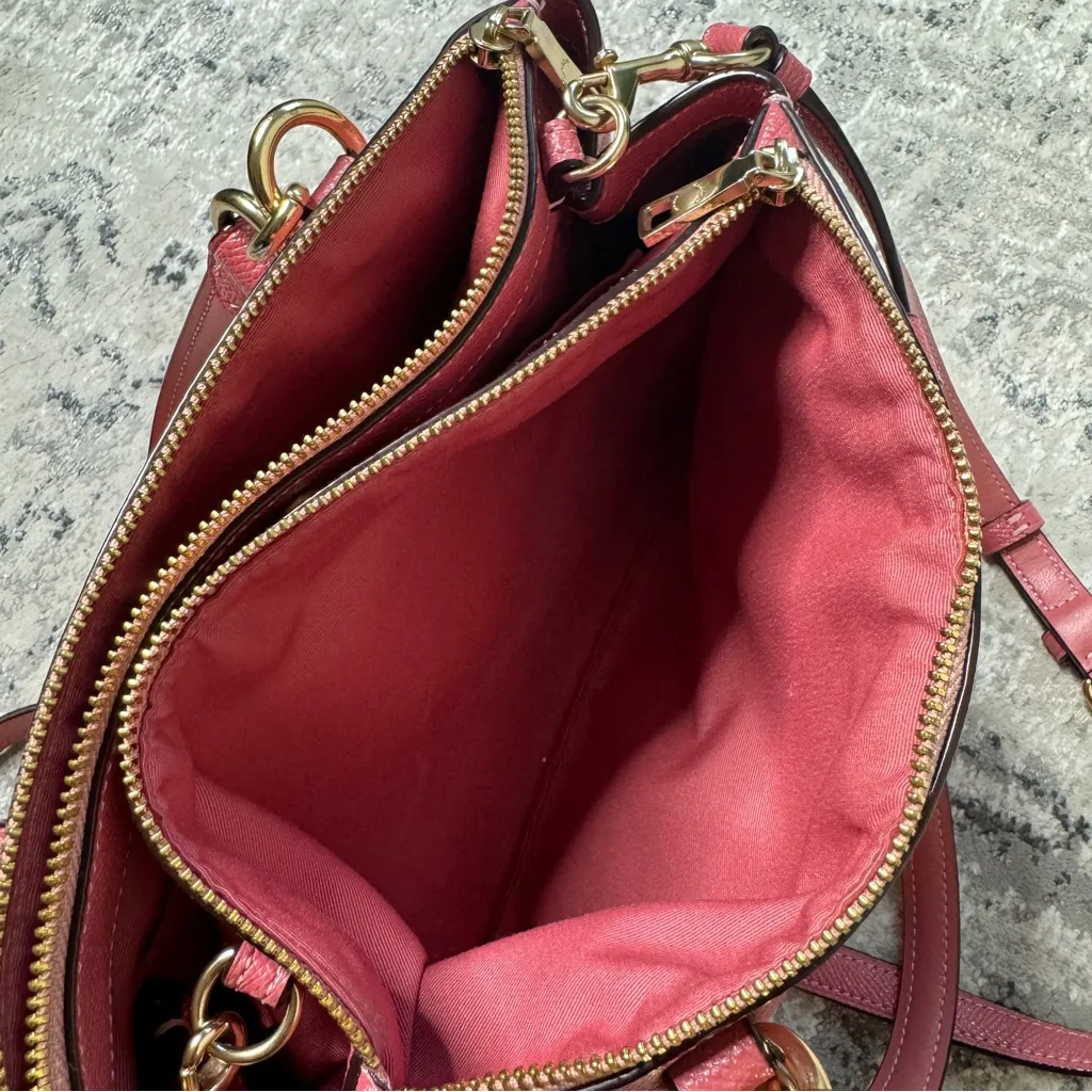 Coach Mini Brooke Carryall Satchel Pink Glitter Crossgrain Leather Gold - Image 11