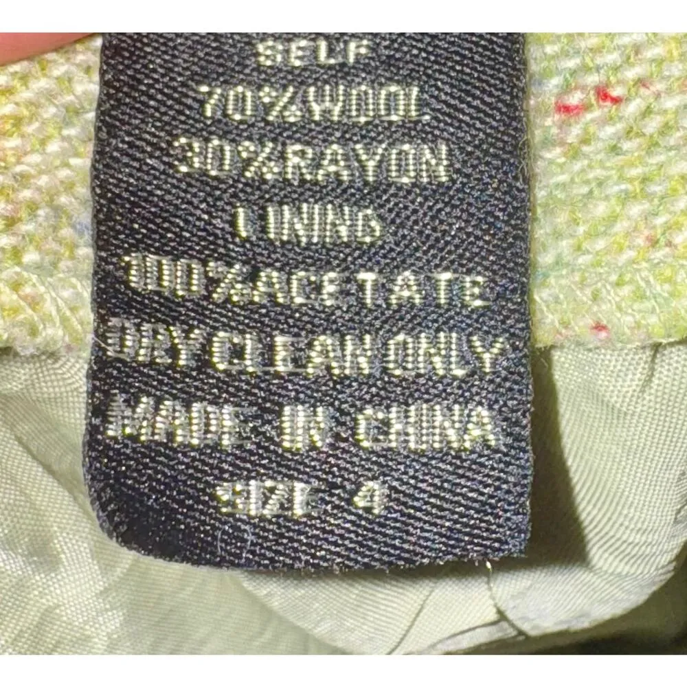 Vintage Idea Wool Blend Tweed Green Skirt Women 4 Warm Preppy Librarian Academia - Image 4