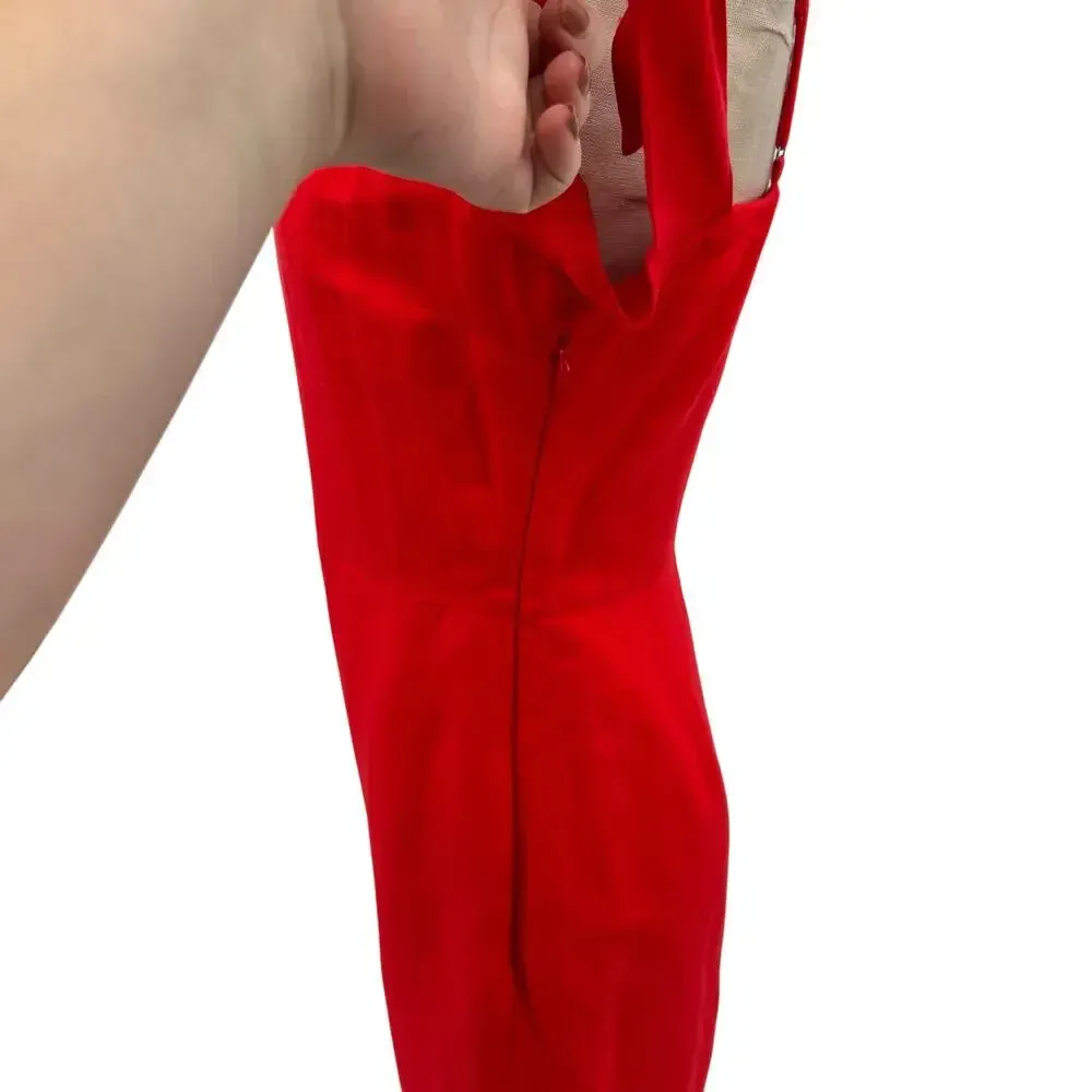 Abercrombie and Fitch Dress Sheath Tie Off the Shoulder Linen Blend Red Size 4‎ - Image 9