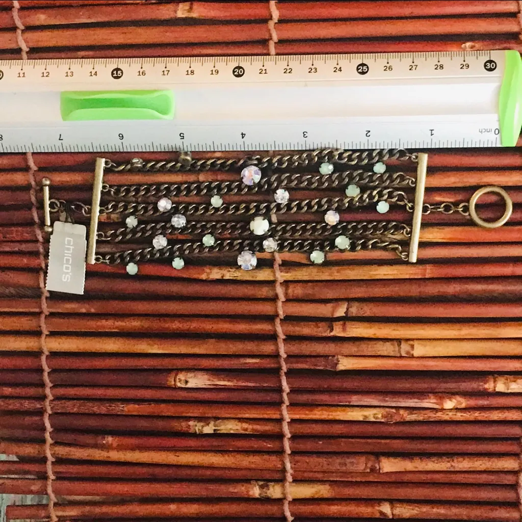 Chico’s Bracelet Brass Tone Rhinestones NWT - Image 4