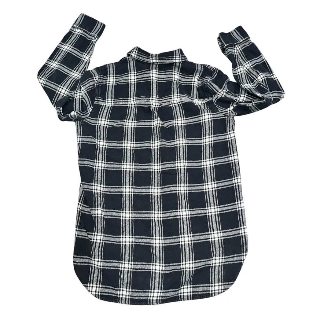 Madewell Black & White Rutherford Plaid Flannel Ex Boyfriend Shirt Top Small - Image 6