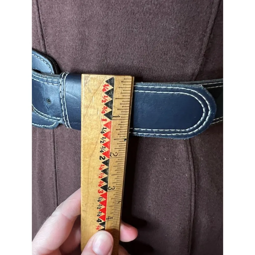 belt navy white stitching mod vintage Black - Image 5