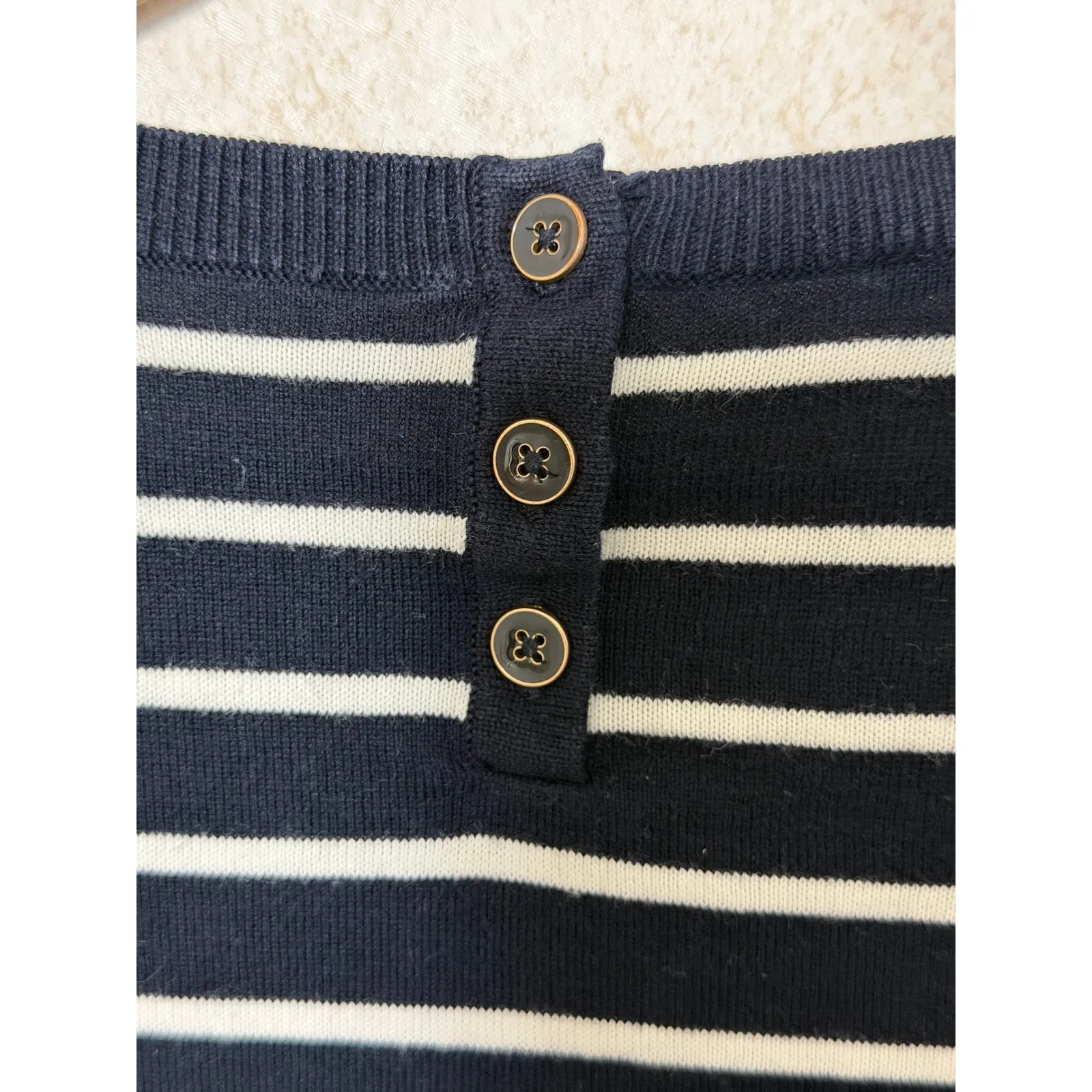 Talbots Petites Women's Striped Corgi Dog Graphic Crew Neck Long Sleeve Knit Top - Image 8