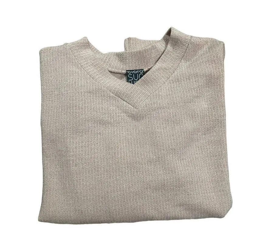 Clara Sun Woo light pink Vneck sweater sz small split hem ribbed knit - Image 4