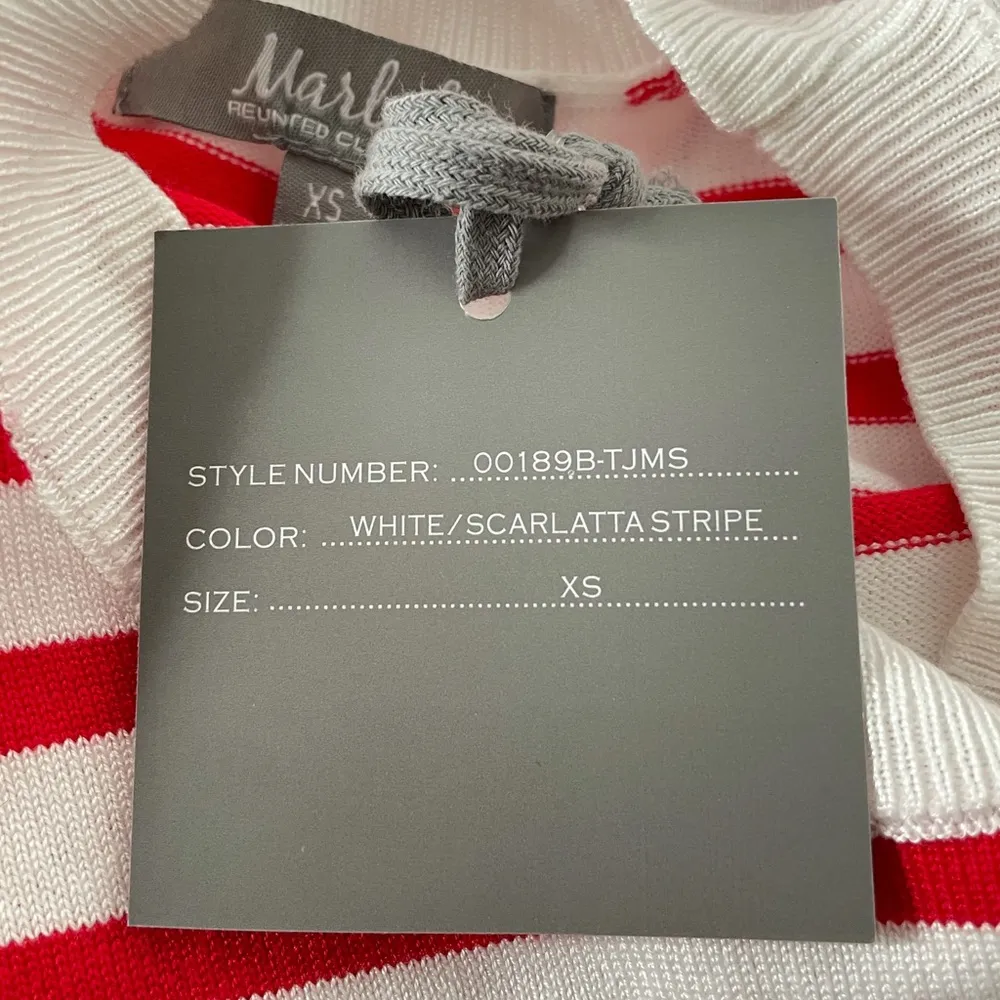 Marled Reunited Clothing One of a Kind Striped Sweater, White, Red, X-Small - Image 9