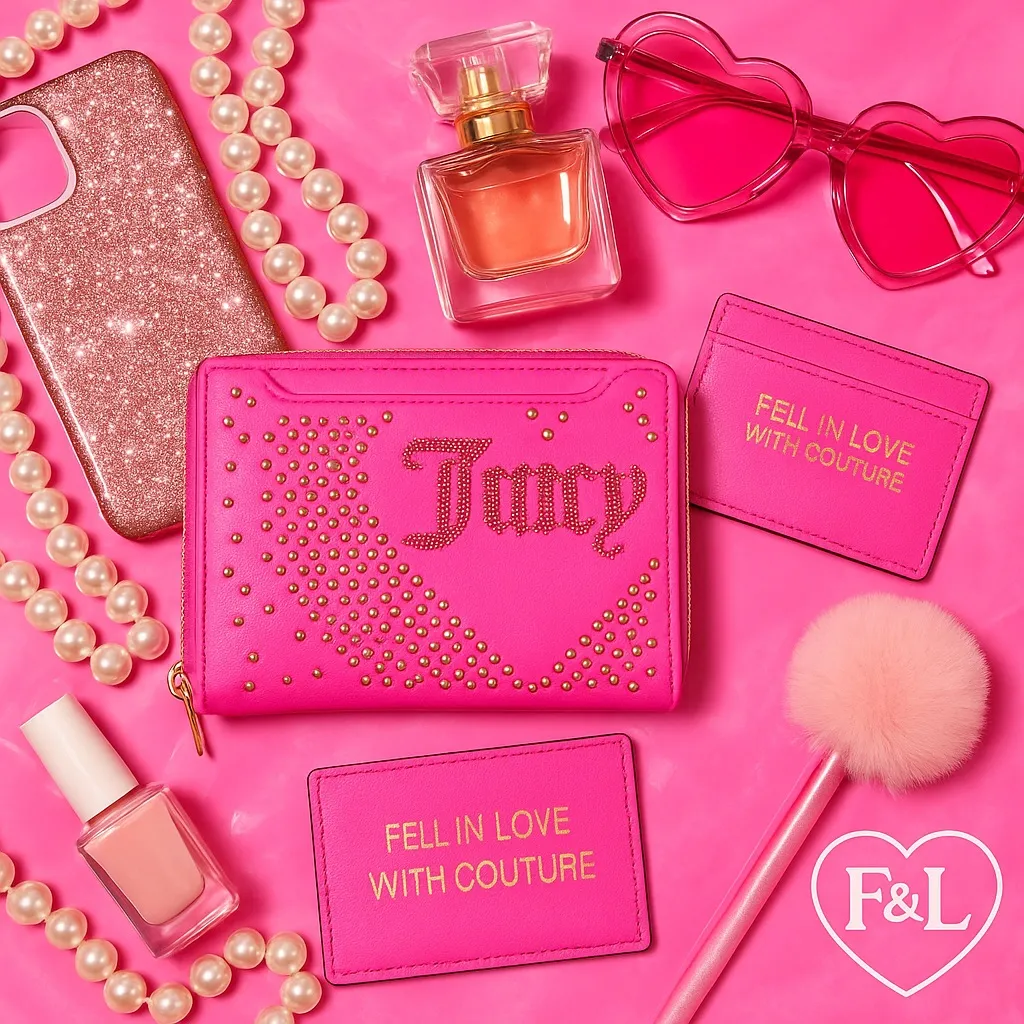 Juicy Couture Juicy Pink Studded Wallet and Pullout Card Case NWT - Image 2