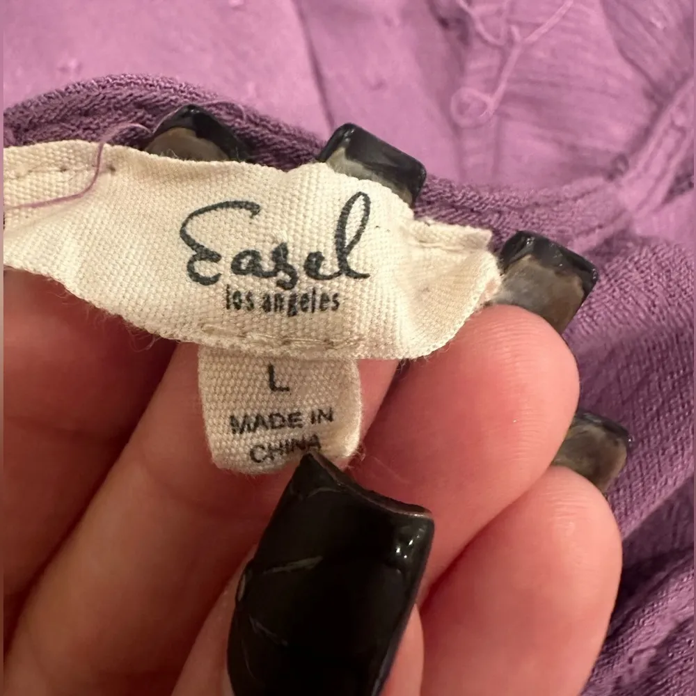 EUC EASEL Los Angeles Swiss dots fabric w waterfall ruffles & ballon sleeve - Image 6