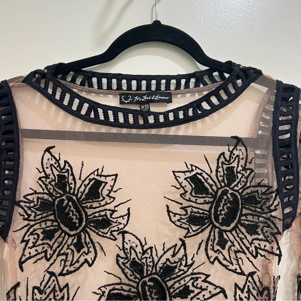 For Love and Lemons Desert Nights Mini Dress Black Embroidered Mesh - Image 5