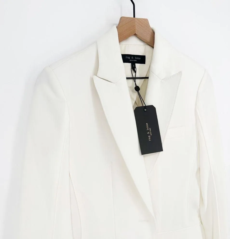 NEW Rag & Bone Claudia Peak Tailored Blazer Jacket One Button White Women's 2 - Image 4