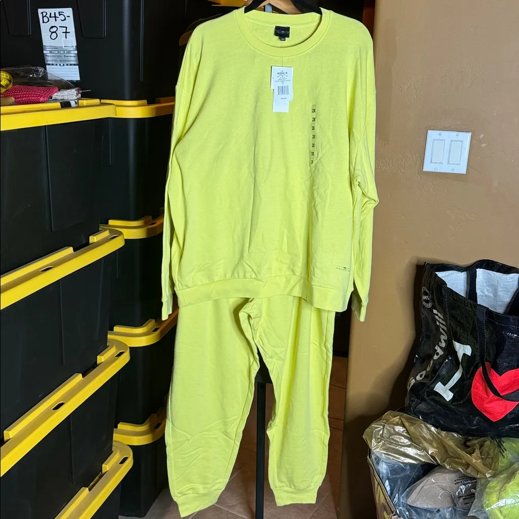 NWT PSK Collective Canary Yellow Sweatshirt & Joggers Set Size 2X | Athleisure - Image 5