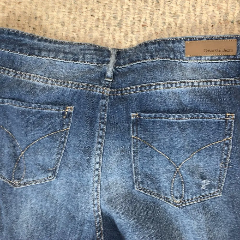 Calvin Klein Ripped Denim Jeans Boyfriend Waist 31 Excellent - Image 5