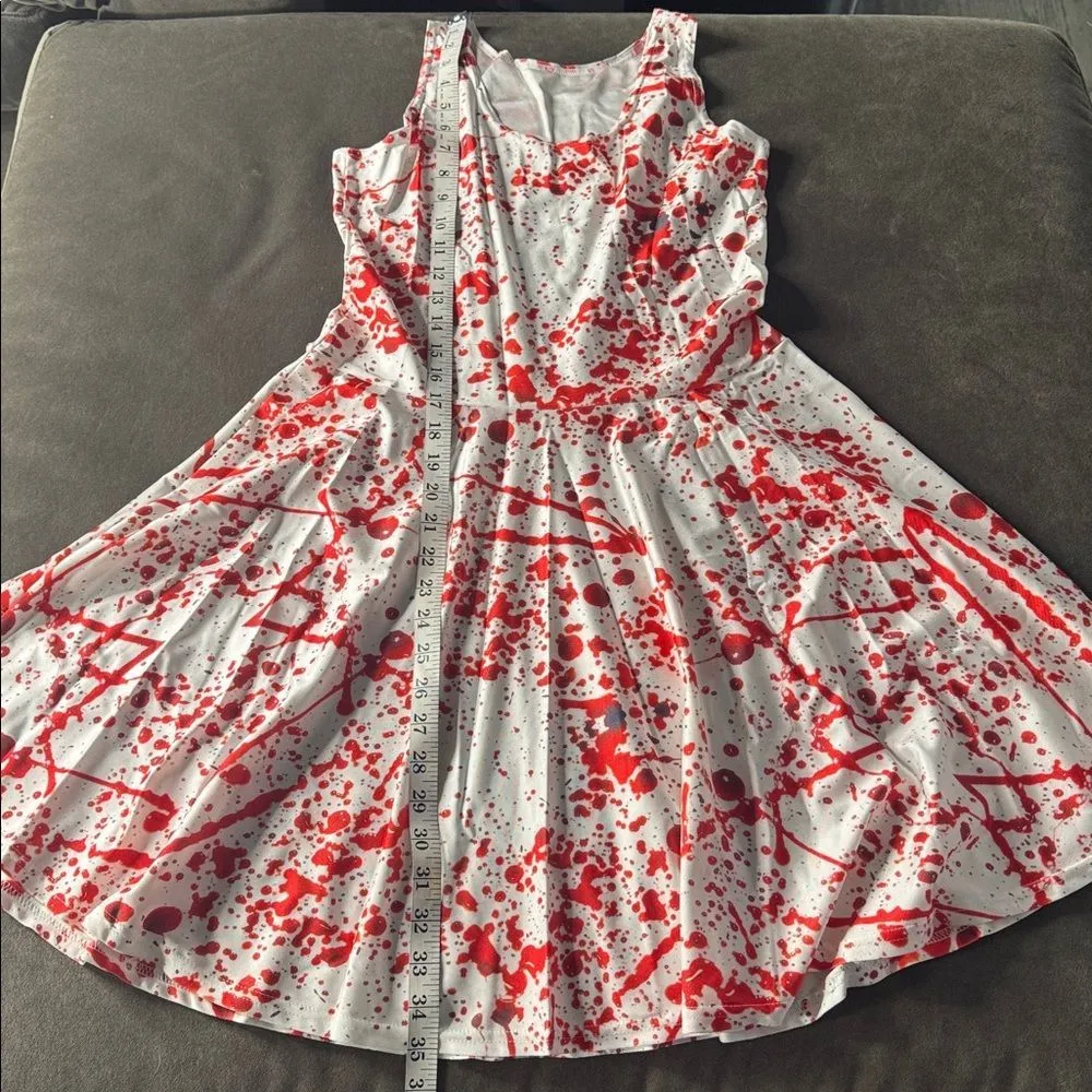 Women’s Blood Spatter Skater Dress Great for Halloween Size XL NEW White - Image 9