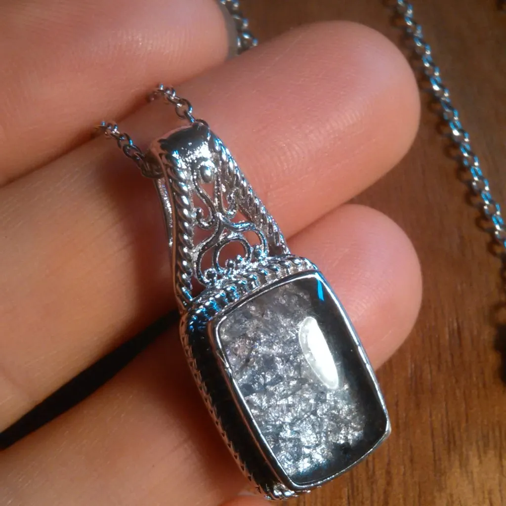 Matrix Tanzanite Solitaire Platinum over Copper Pendant Stainless Steel Necklace - Image 6