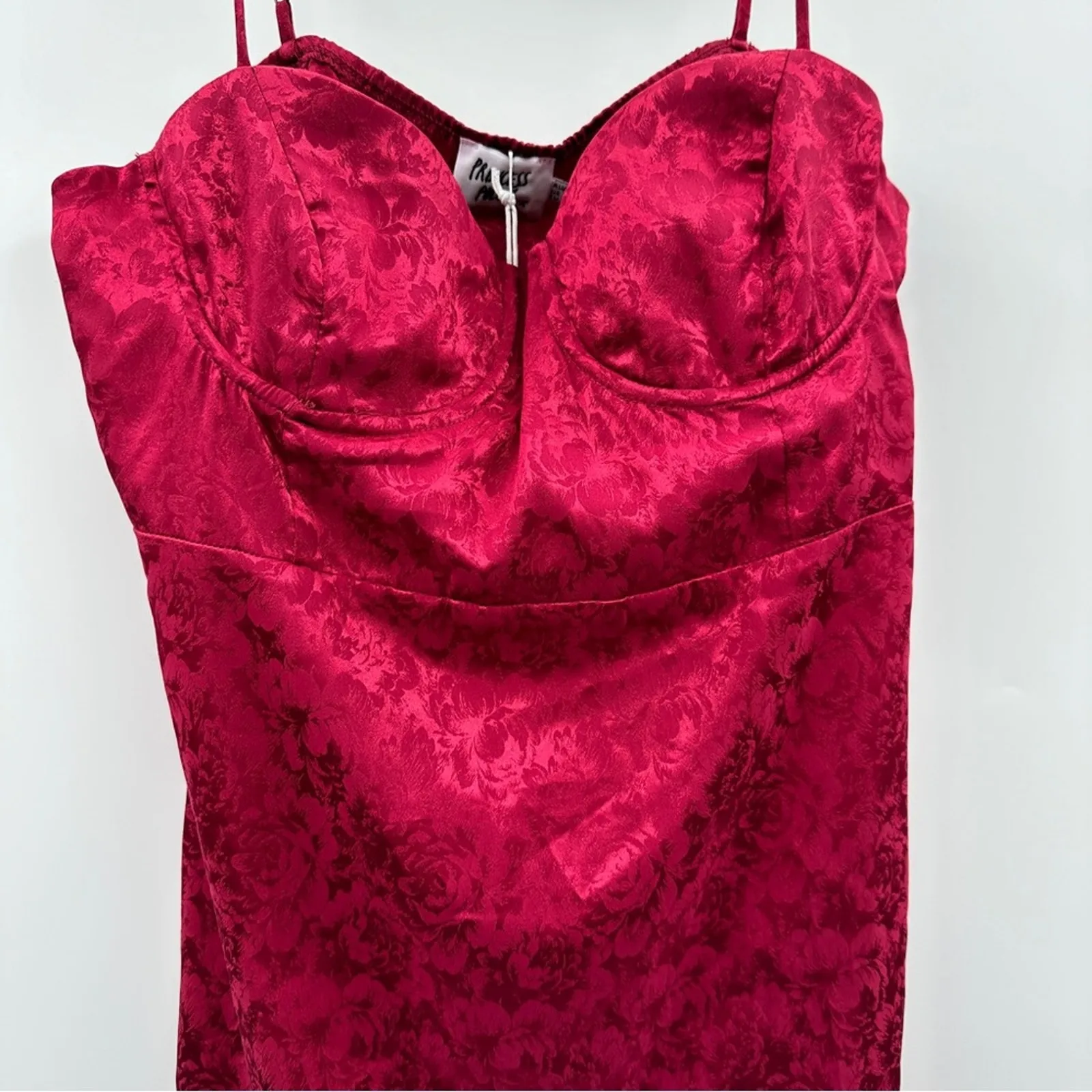 Princess Polly Diva Floral Print Sleeveless Lingerie Mini Dress in Deep Red NEW‎ - Image 4