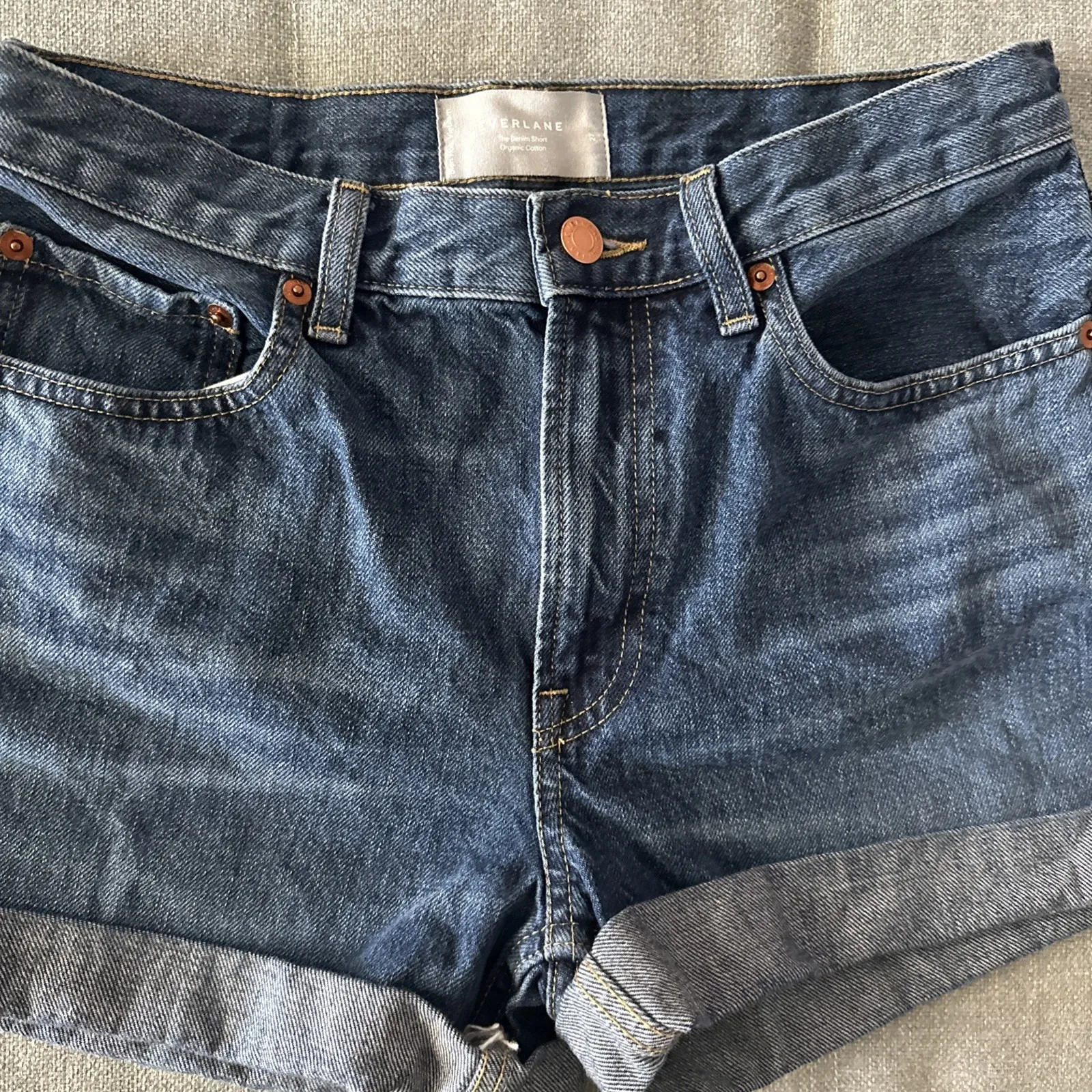 Everlane Womens Size 27‎ The Denim Short Relaxed Roll Cuff Hem All Cotton Blue - Image 2