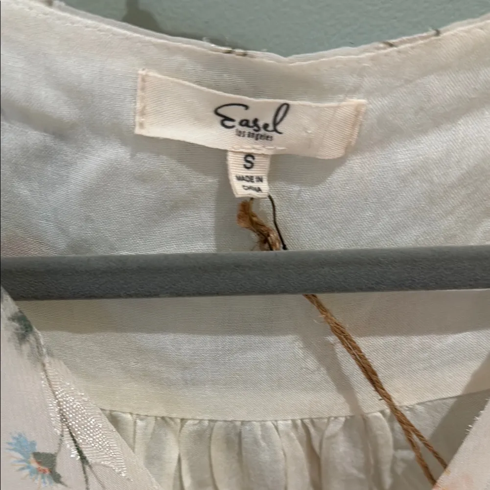 Easel Floral Wrap Blouse - Cream and Orange - Image 2