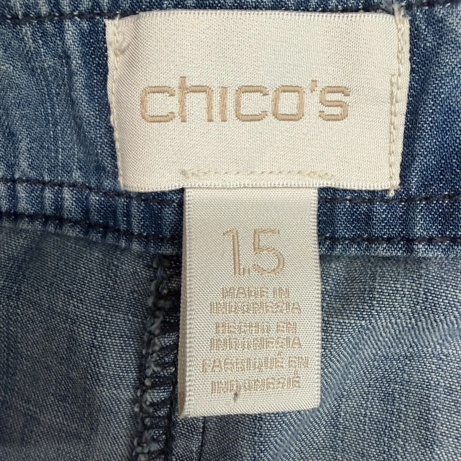 Chico's Blue Chambray Wide Leg Pant Size 10 Chico's Size 1.5 Casual Minimalist - Image 3