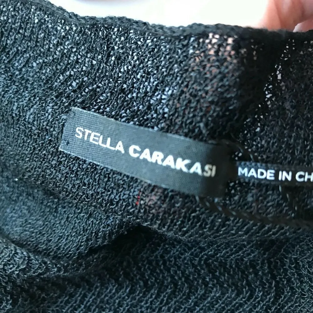 Stella Carakasi Black dress Sz XS Asymmetrical Semi Sheer Linen Nylon B… - Image 7