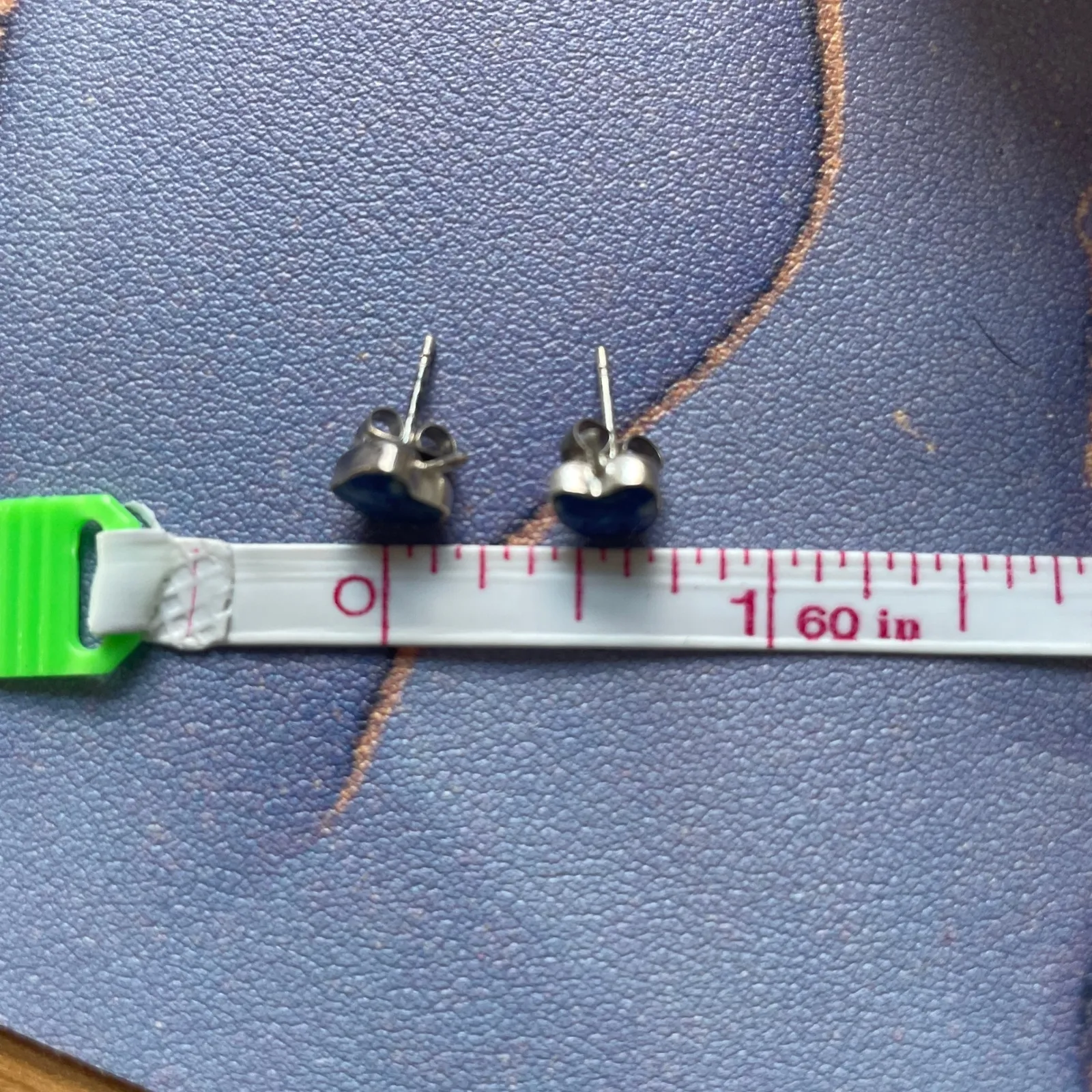 Lapis Lazuli Apple Stud Earrings Silver Tone Cute Fruit Jewelry Teacher Gift Blue - Image 6