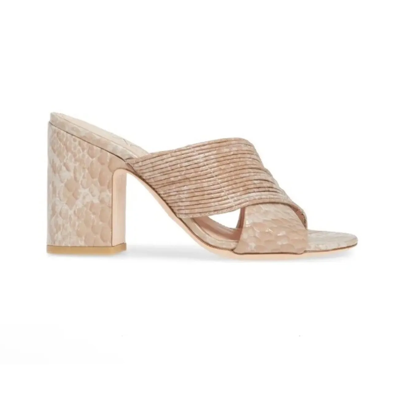 New in Box AGL ATTILIO GIUSTI LEOMBRUNI SNAKE EMBOSSED SANDAL NUDE Sz 38 $405‎ Tan - Image 3