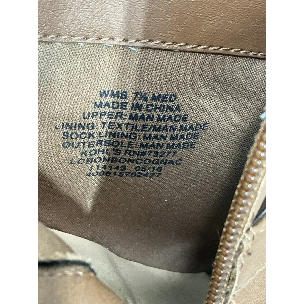 Womans LC Lauren Conrad Bon Bon Cognac Size 7.5m Strappy Zip Block Heel Booties - Image 7