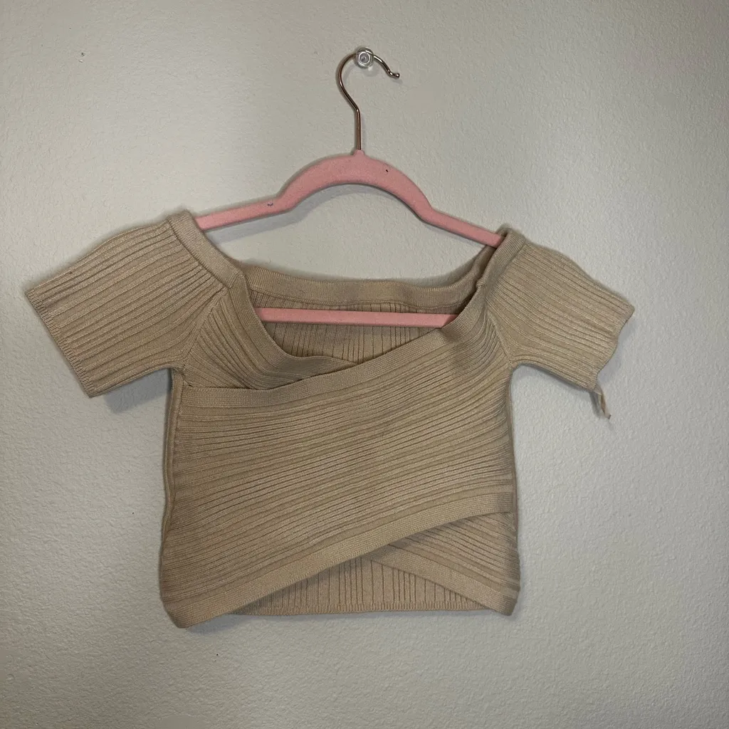 Aerie Tan Ribbed Crop Top - Image 2