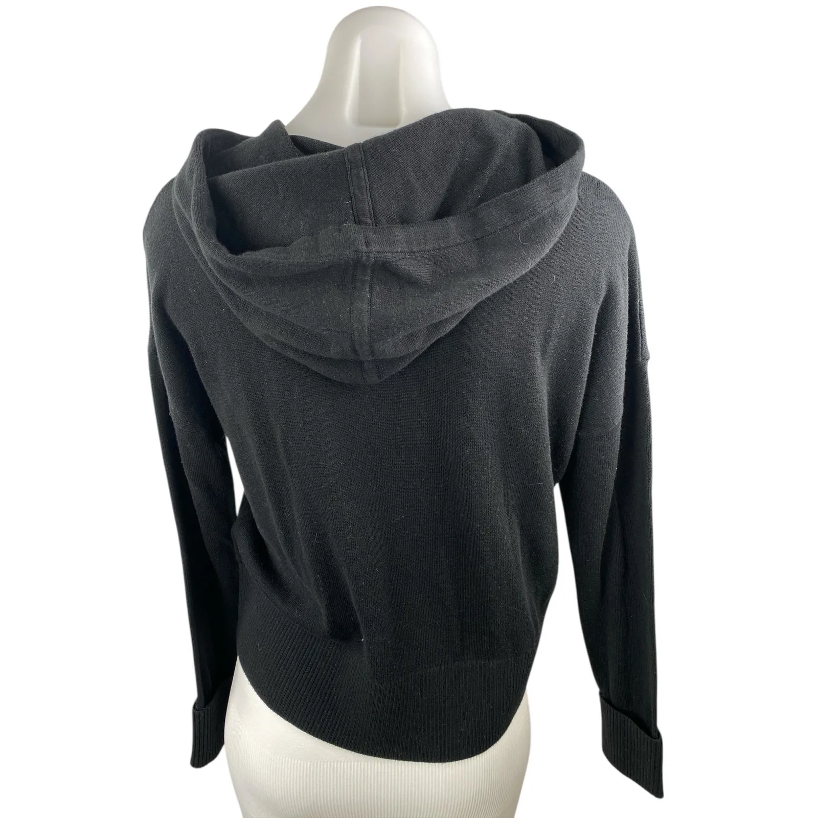 Banana Republic Women's Black Hooded Long Sleeve Hoodie Sweatshirt Sweater Top S - Image 2