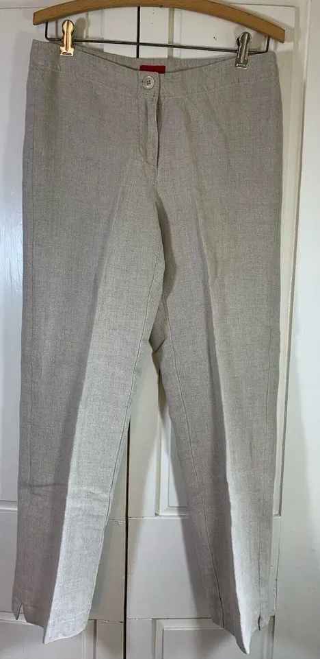 Isda & Co Linen Pants Women 4 Khaki Neutral Beige Chic Office Minimalist Basic Tan - Image 1