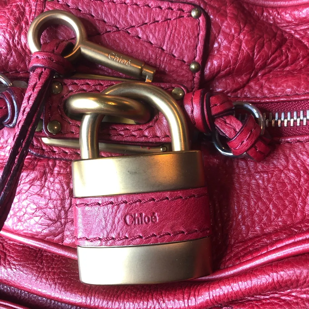 CHLOE Paddington Red Leather Large Bag Comes with: Padlock, Key, COA, Dustbag - Image 2