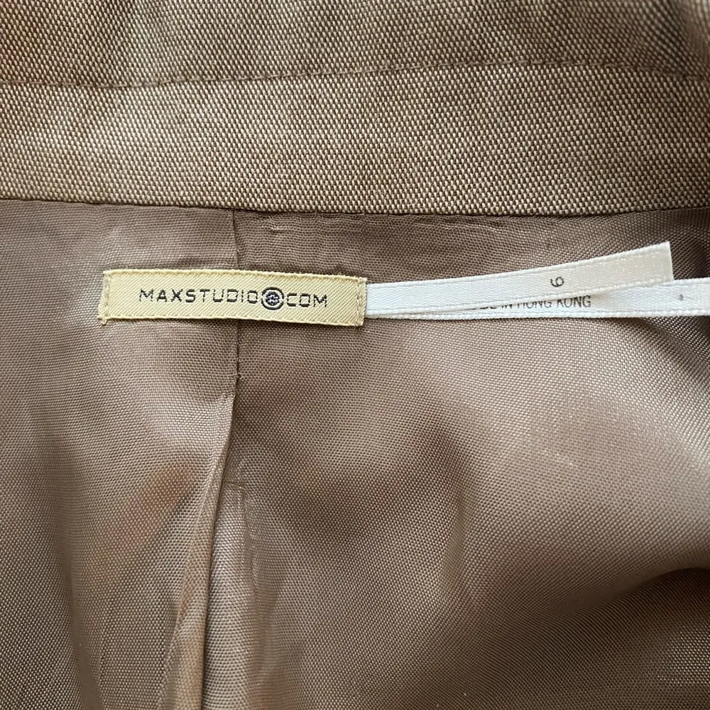 Max Studio Cotton Blend Tan Long Sleeve Jacket sz 6 - Image 12