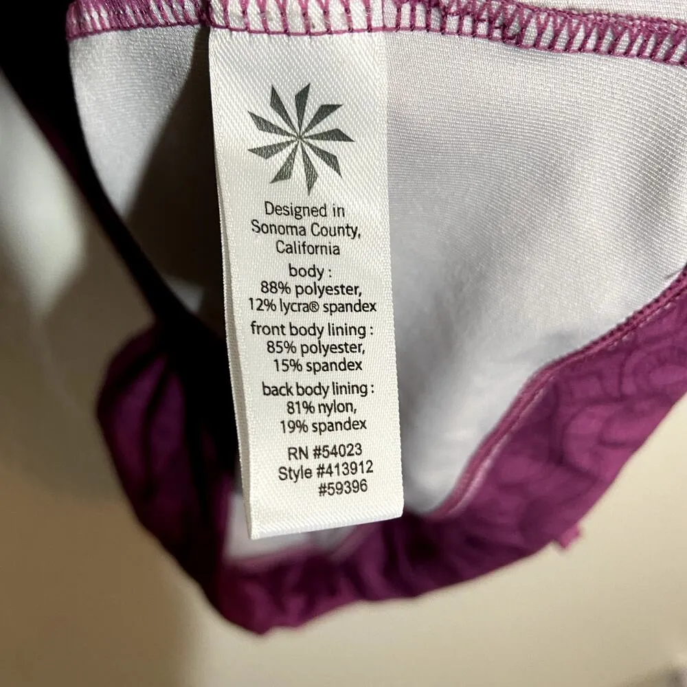 Athleta Tinker Tank Racerback Berry Pink Paisley High Support Mesh Bra Medium - Image 4