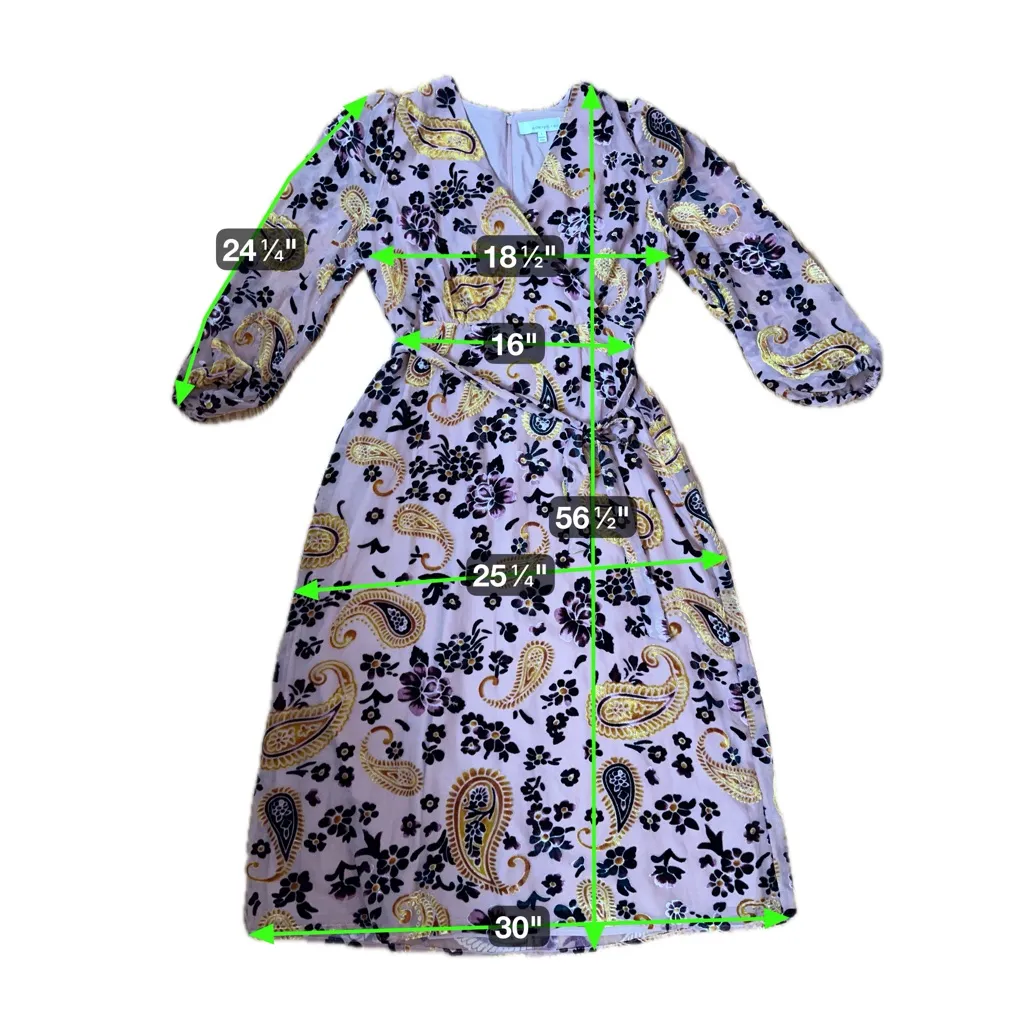 Adelyn Rae Velvet Burnout Paisley Wrap Midi Dress | Boho Romantic | L - Image 16