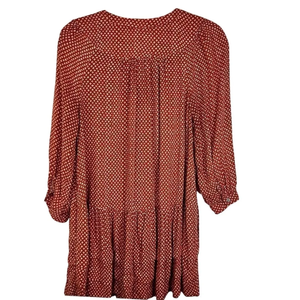 Anthropologie Holding Horses Pavin Button Down Tunic Boho‎ Small Womens Orange - Image 5
